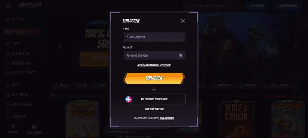 Winrolla casino Login